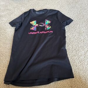 Under Armour Kids Black Tee with Colorful Logo